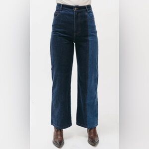 Sugar Cilantro Colorblock Two Tone Dark Medium Wash Straight Size 28